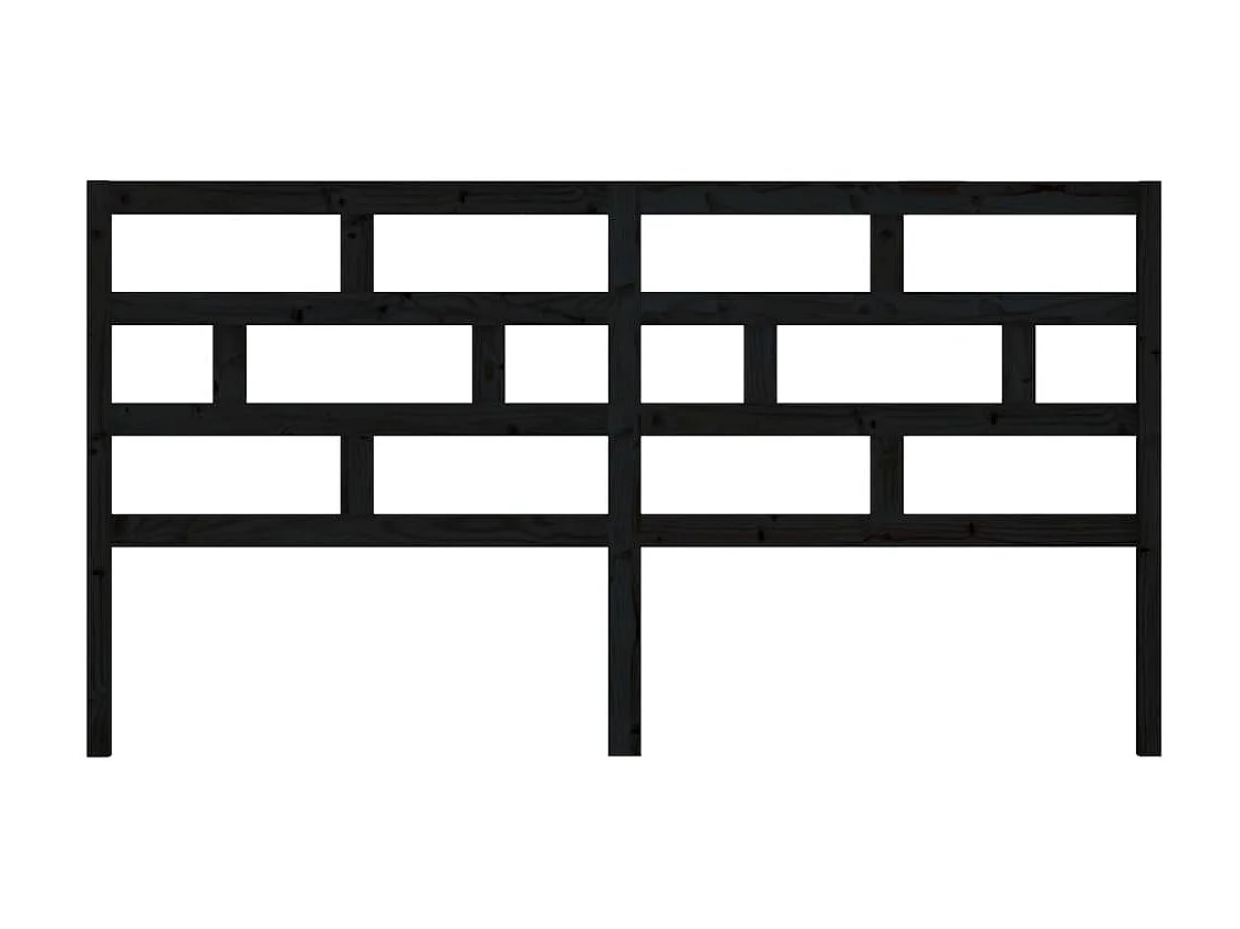 Tête de lit Noir 206x4x100 cm Bois massif de pin
