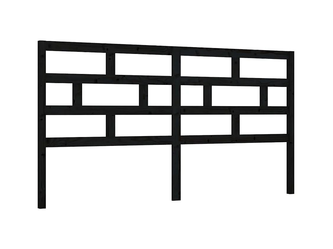 Tête de lit Noir 206x4x100 cm Bois massif de pin