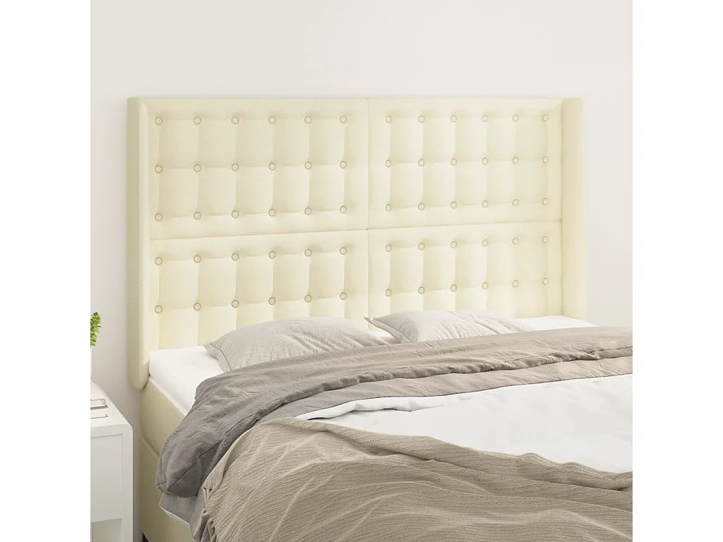 Testiera con orecchie Crema 147x16x118/128 cm Ecopelle