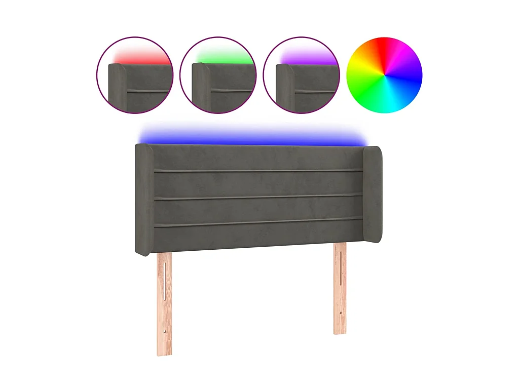 Tête de lit à LED Gris foncé 93x16x78/88 cm Velours