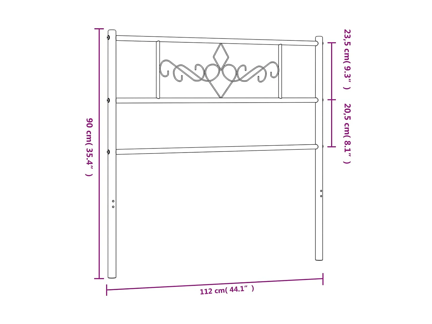 Tête de lit métal blanc 100 cm