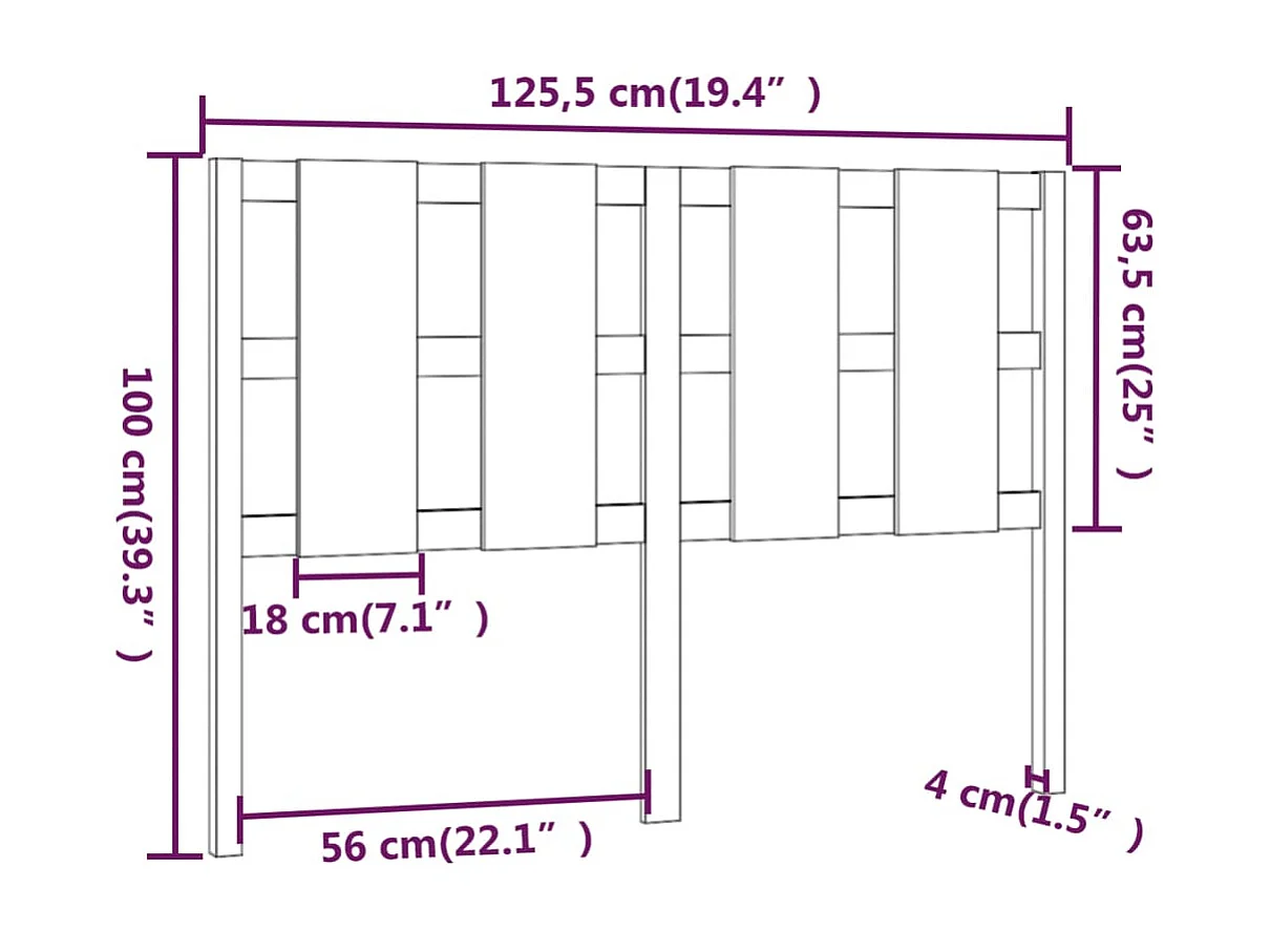 Tête de lit 125,5x4x100 cm Bois massif de pin