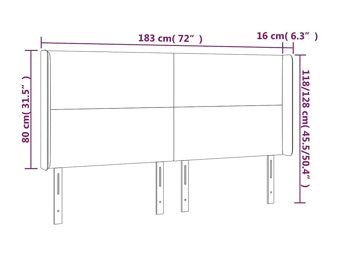 Testiera LED Blu 183x16x118/128 cm Tessuto