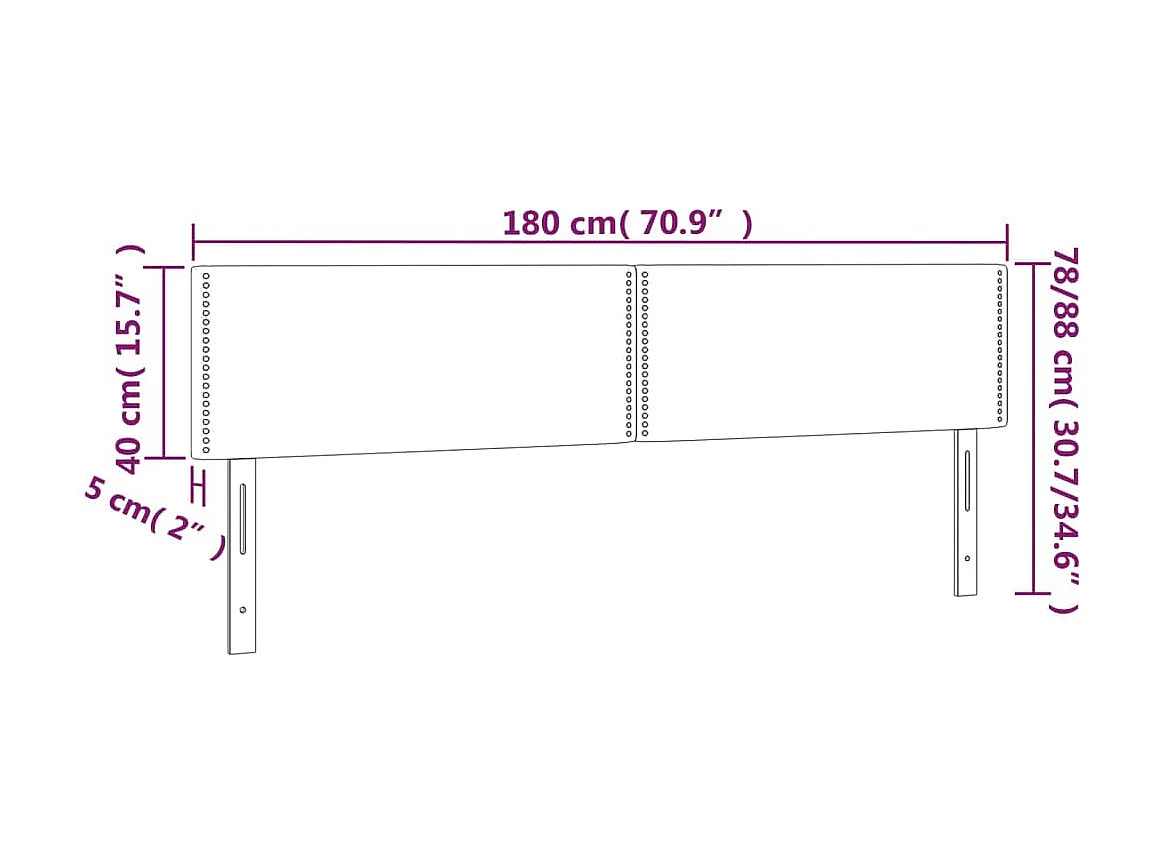 Cabeceros 2 uds Negro 90x5x78/88 cm Polipiel