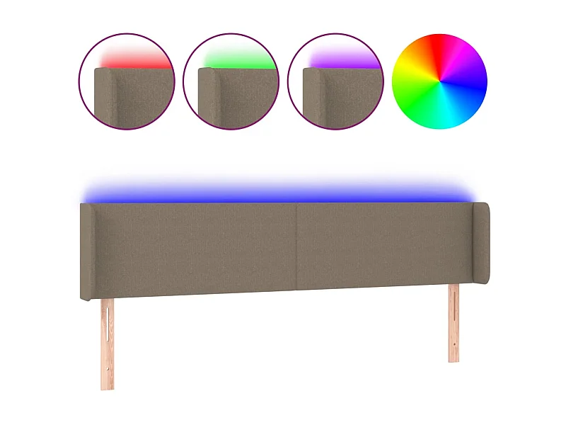 Tête de lit à LED Taupe 163x16x78/88 cm Tissu