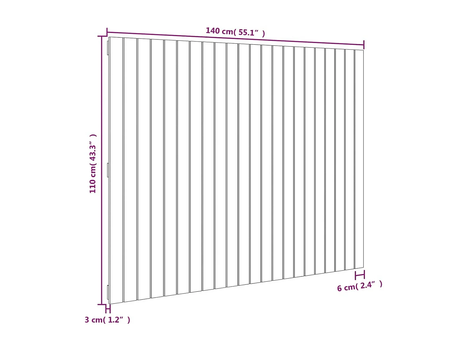 Cabecero de pared Blanco 140x3x110 cm Madera maciza de pino