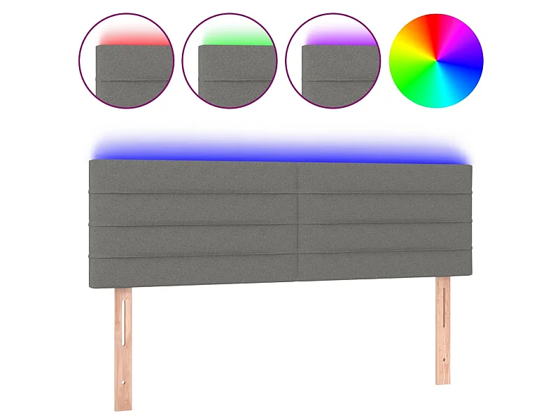 LED-hoofdeinde Donkergrijs 144x5x78/88 cm Stof