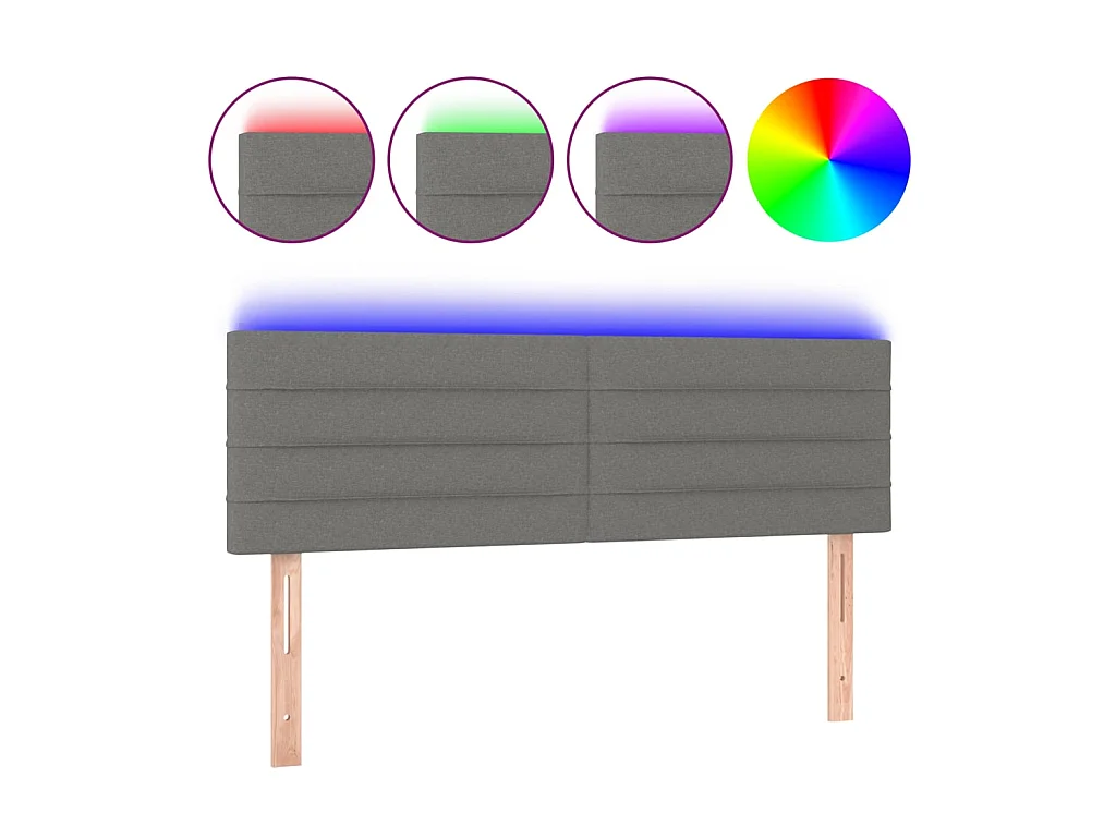 Tête de lit à LED Gris foncé 144x5x78/88 cm Tissu