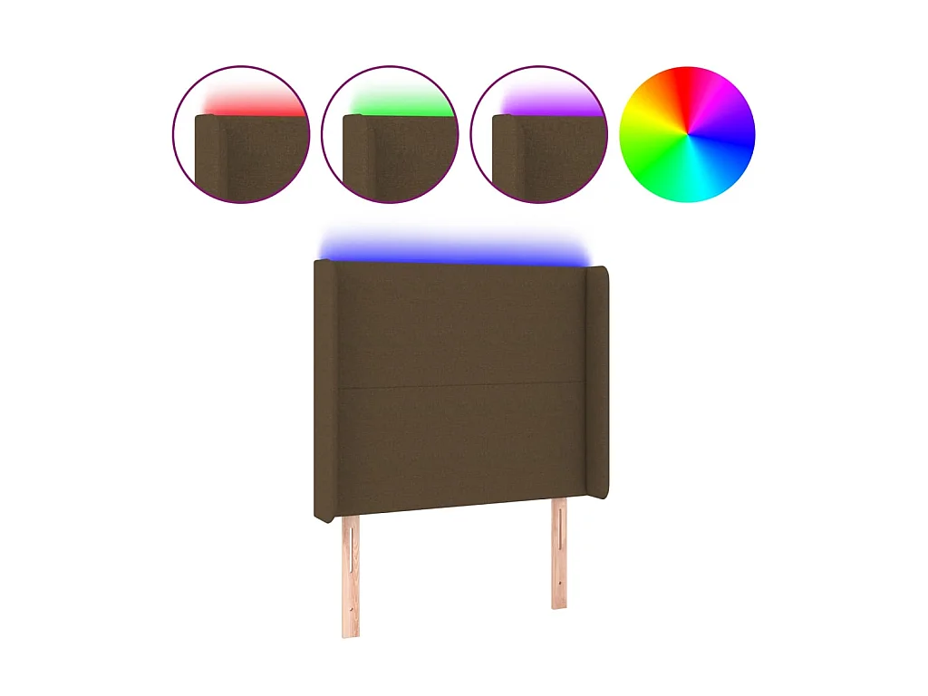 LED-hoofdbord Donkerbruin 103x16x118/128 cm Stof