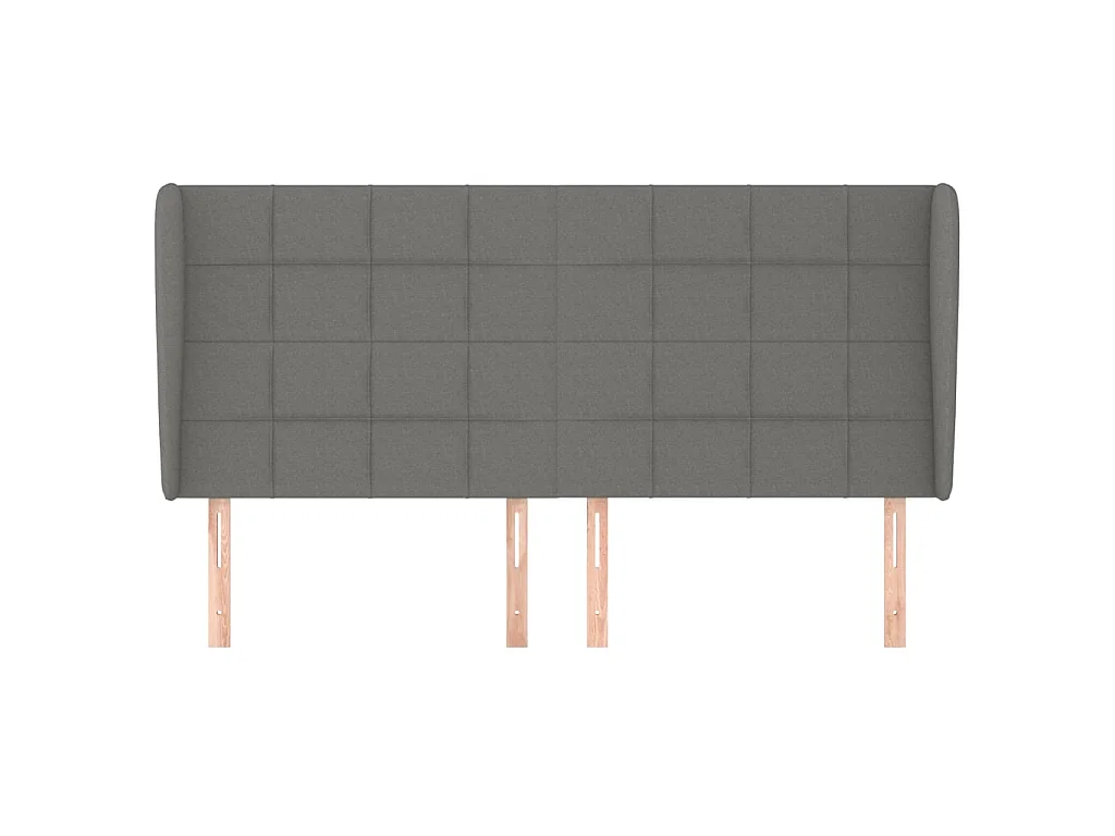 Cabeceira com orelhas Cinza escuro 163x23x118/128 cm Tecido