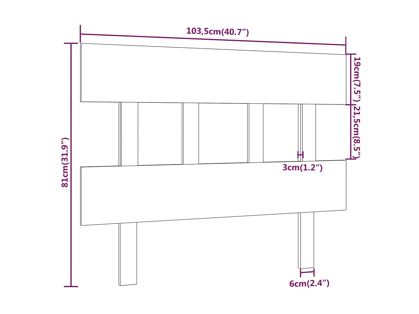 Tête de lit 103,5x3x81 cm Bois massif de pin