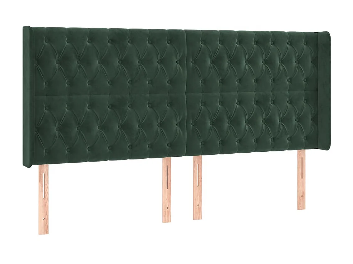 Kopfteil mit Ohren Dunkelgrün 203x16x118/128 cm Samt