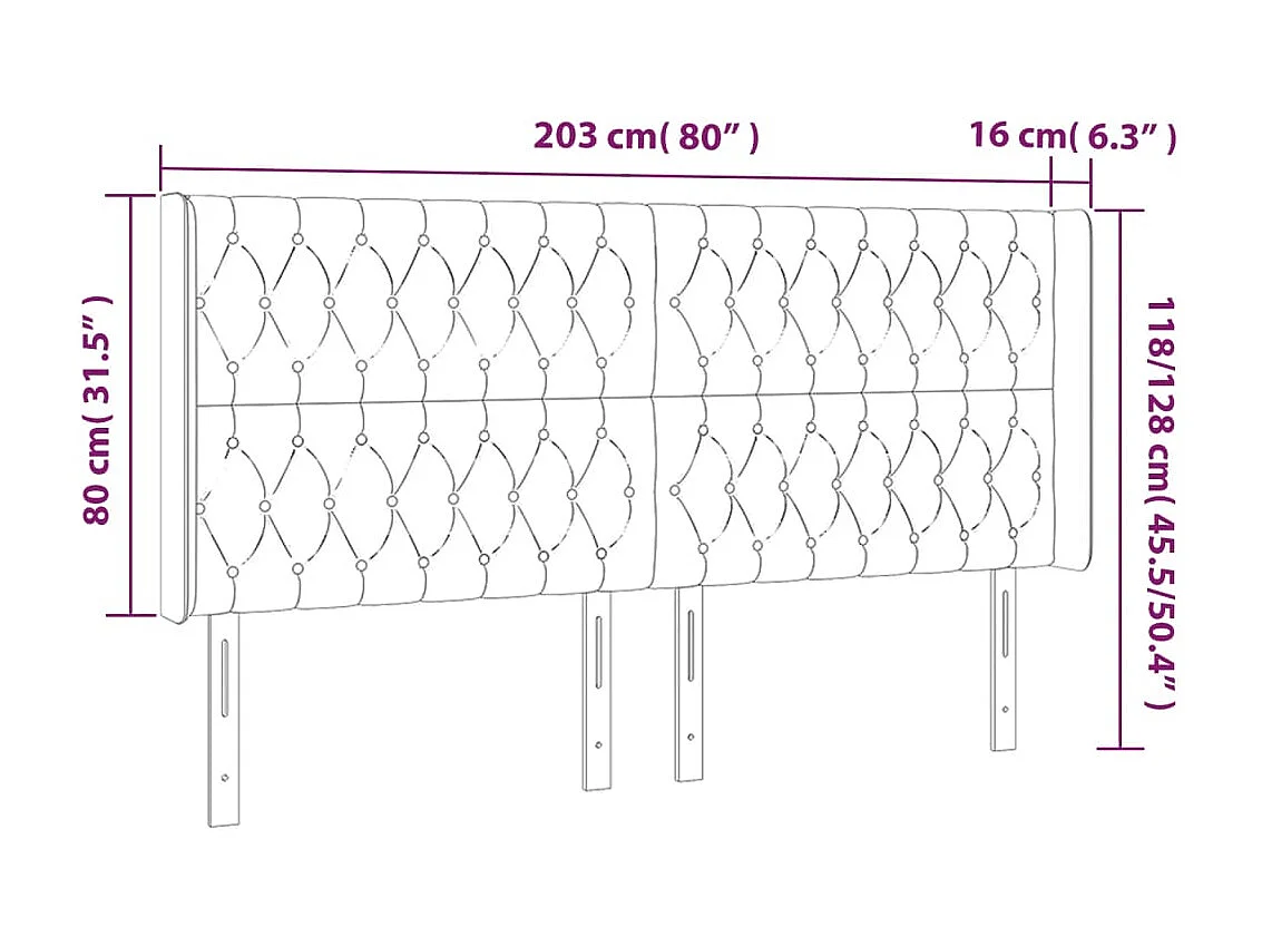Kopfteil mit Ohren Dunkelgrün 203x16x118/128 cm Samt