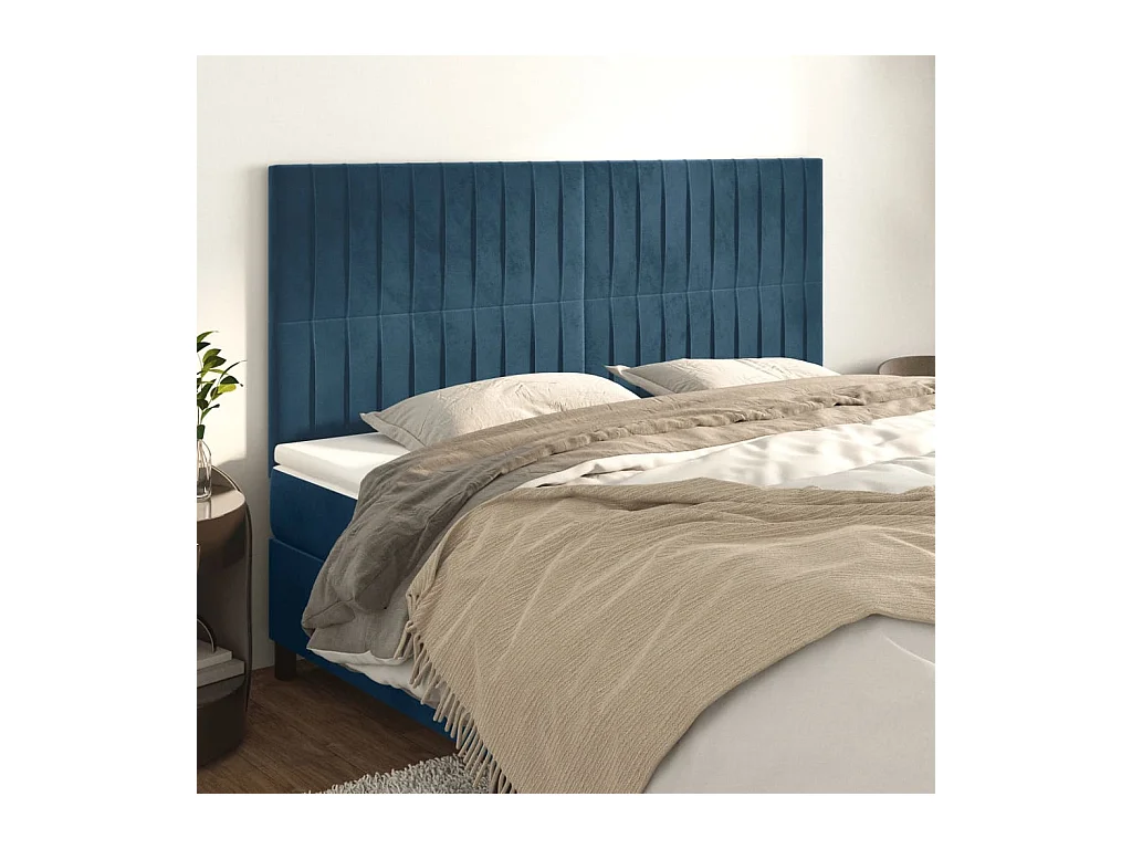 Kopfteile 4 Stk. Dunkelblau 100x5x78/88 cm Samt