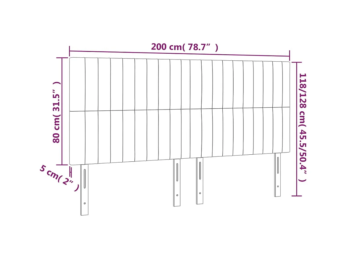 Kopfteile 4 Stk. Dunkelblau 100x5x78/88 cm Samt