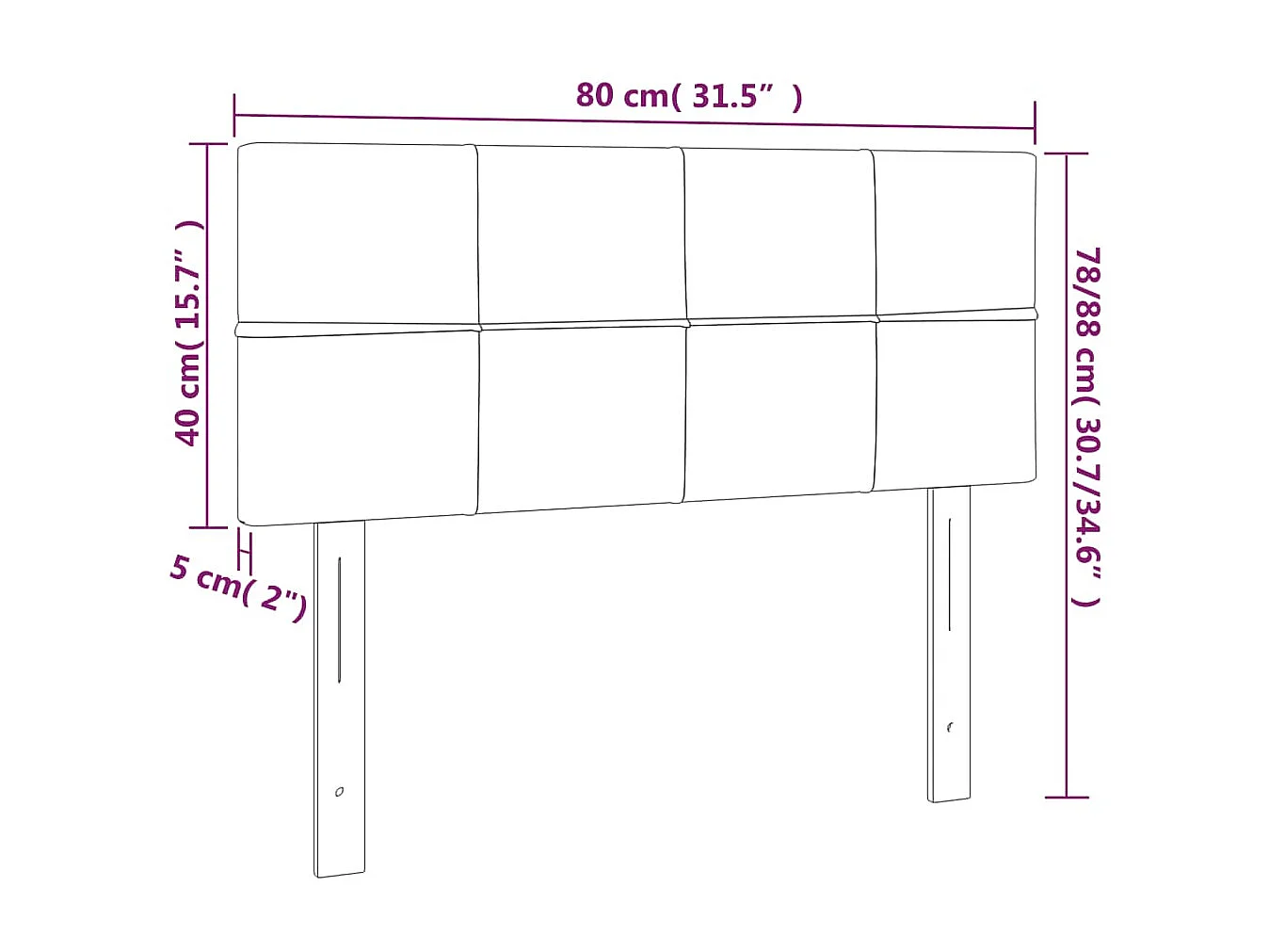 Tête de lit Gris clair 80x5x78/88 cm Velours