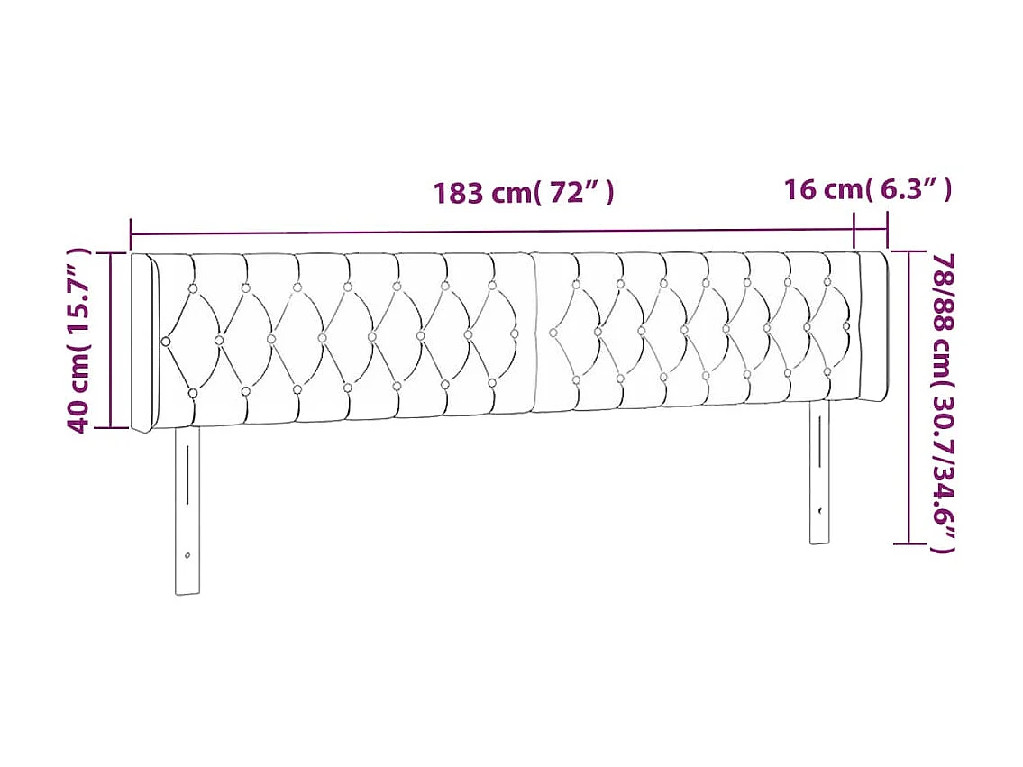 Tête de lit à LED Taupe 183x16x78/88 cm Tissu