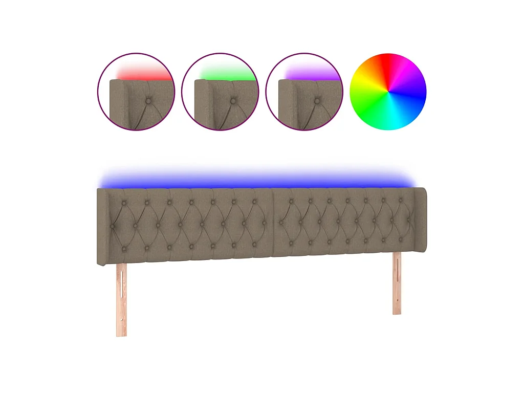 Tête de lit à LED Taupe 183x16x78/88 cm Tissu