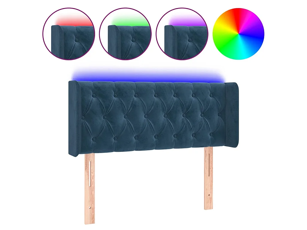 Testiera LED Blu scuro 93x16x78/88 cm Velluto