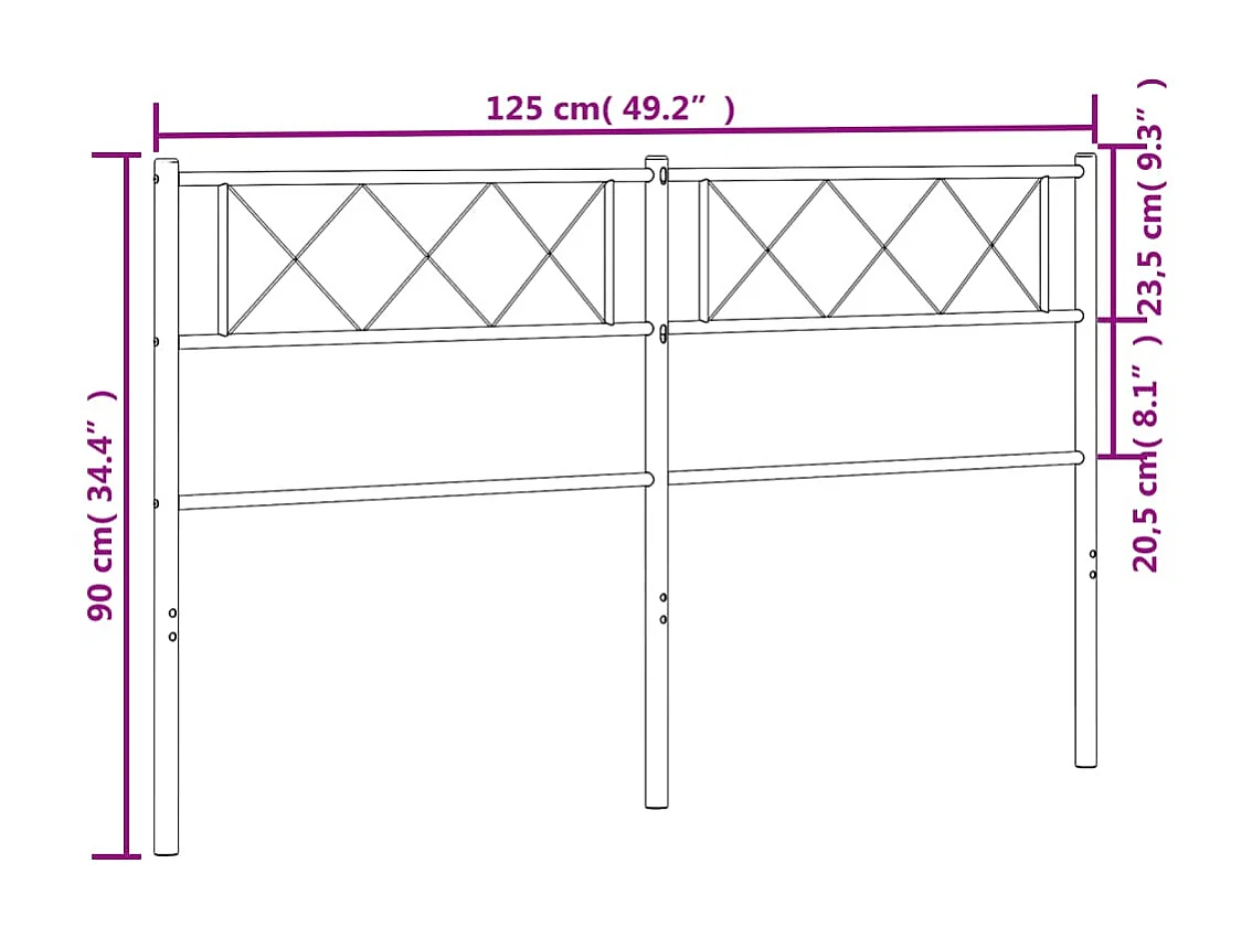 Tête de lit métal blanc 120 cm
