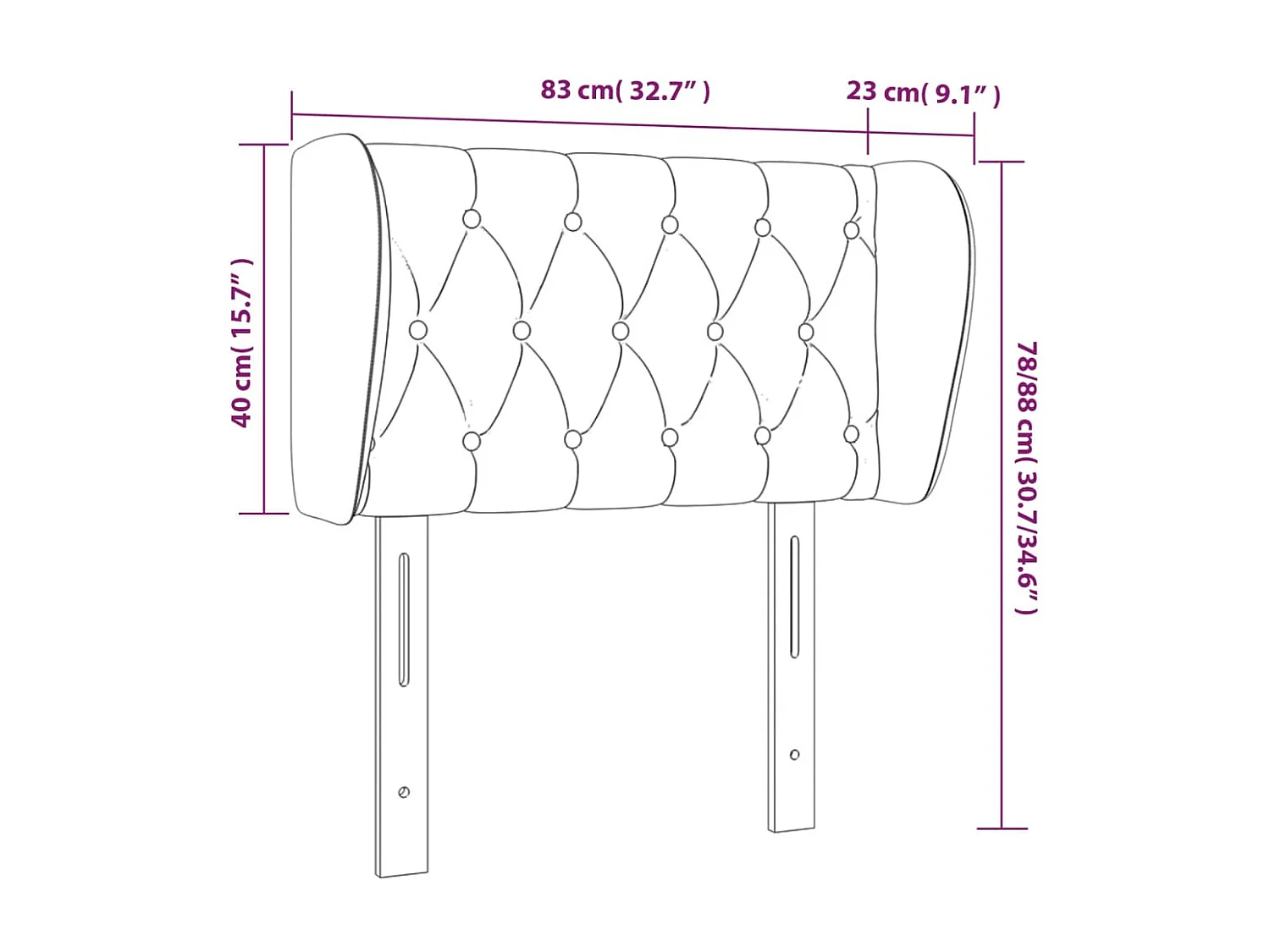 Tête de lit avec oreilles Gris clair 83x23x78/88 cm Tissu