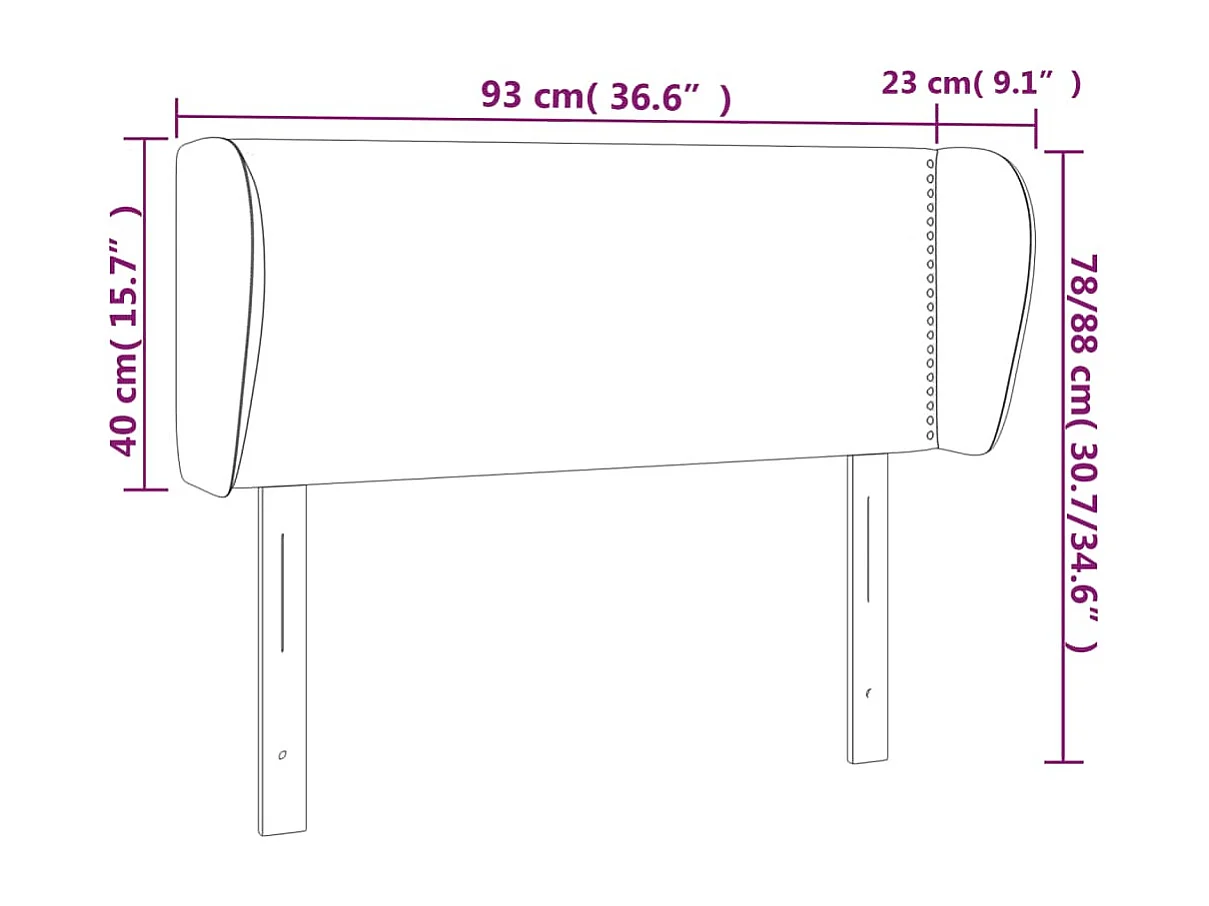 Kopfteil mit Ohren Dunkelgrau 93x23x78/88 cm Stoff
