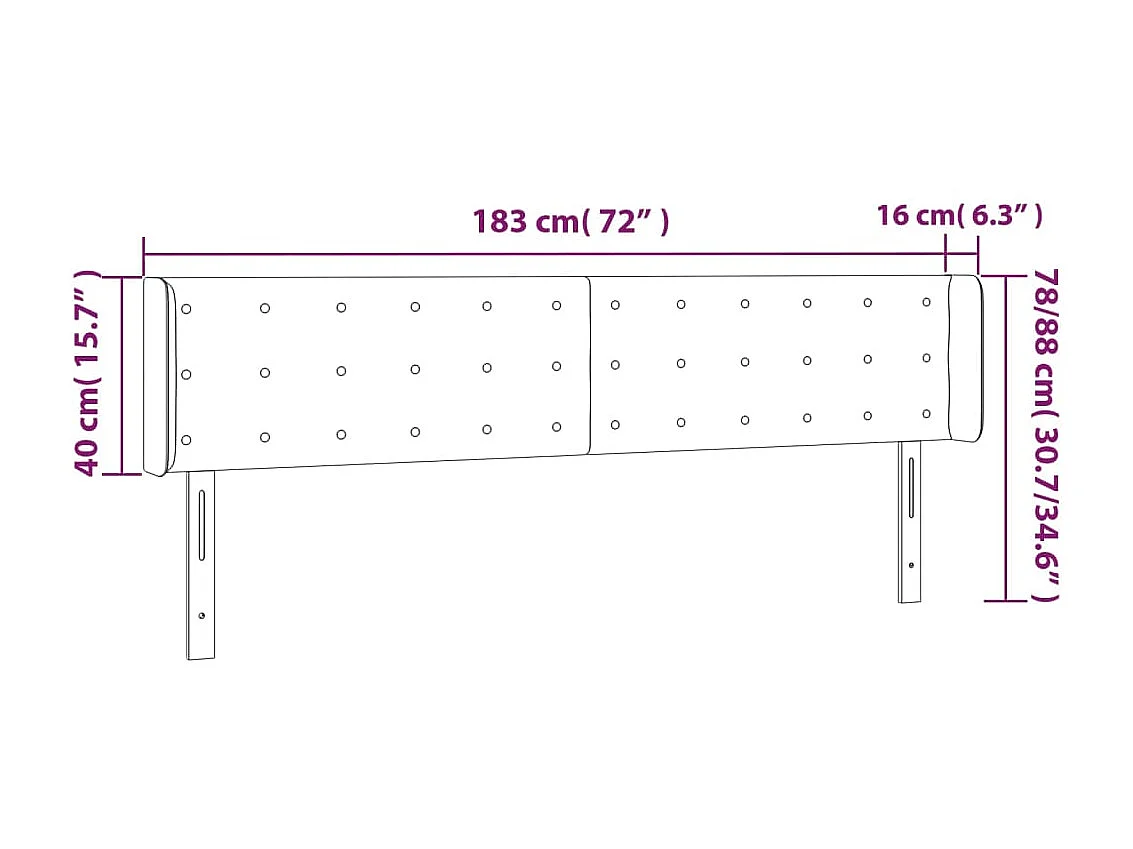 Tête de lit avec oreilles Blanc 183x16x78/88 cm Similicuir