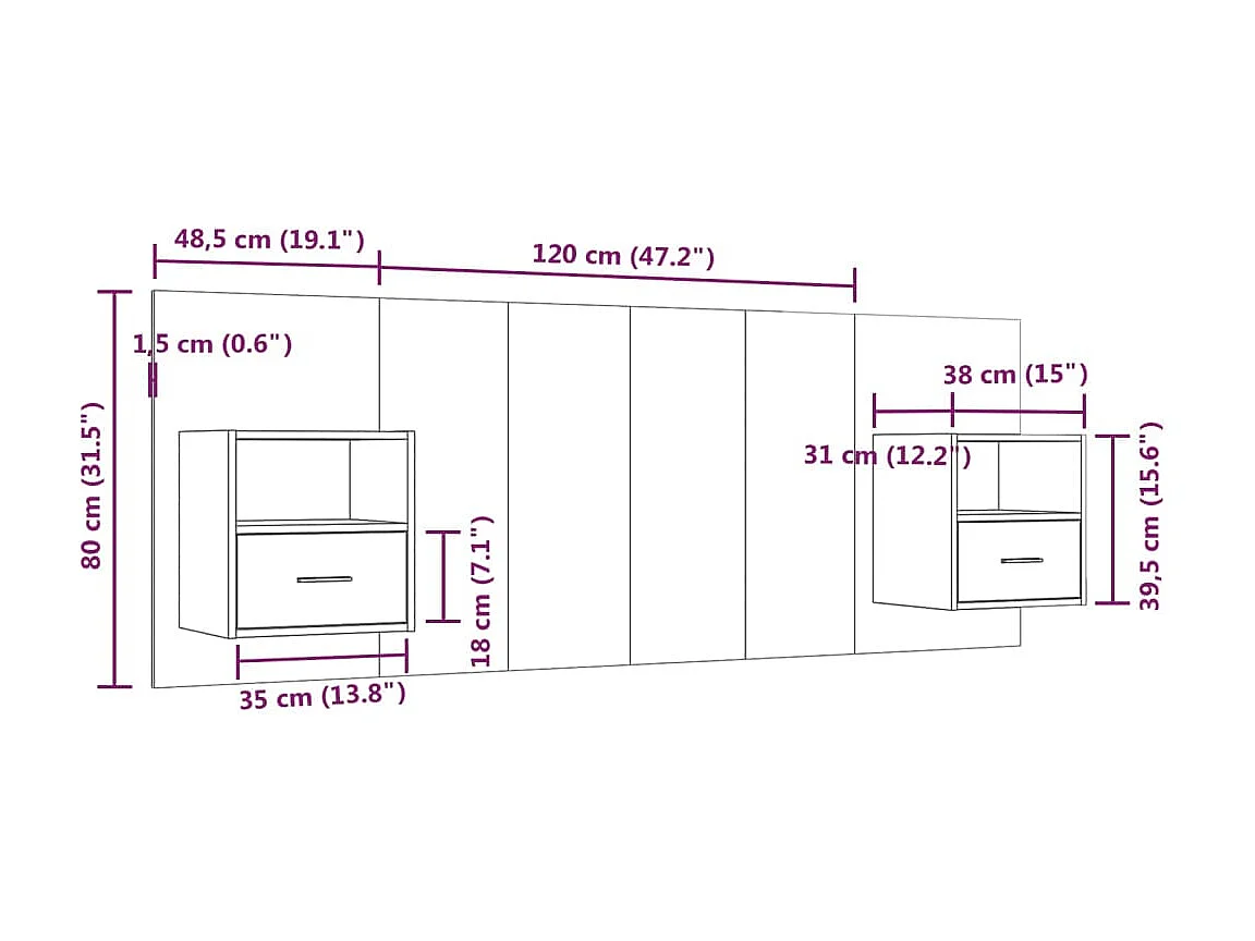 Testiera Sonoma Grey con armadi in derivati del legno