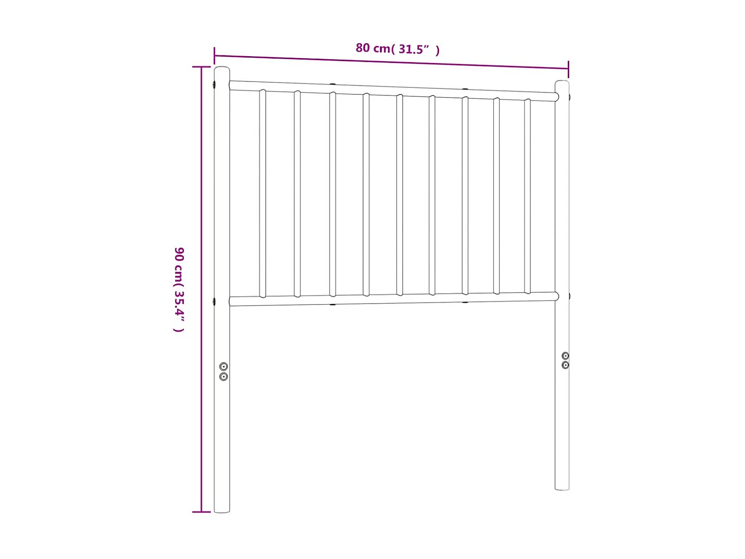 Tête de lit métal noir 75 cm