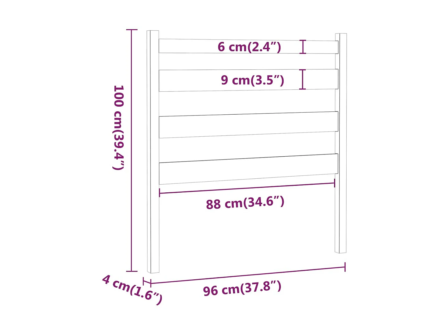 Tête de lit Marron miel 96x4x100 cm Bois massif de pin