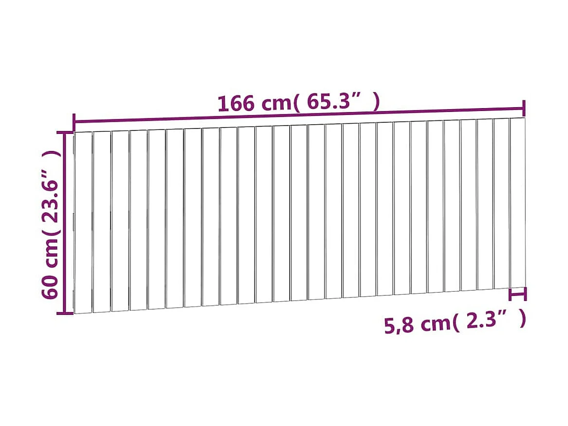 Testiera a muro Bianca 166x3x60 cm Legno di pino massiccio
