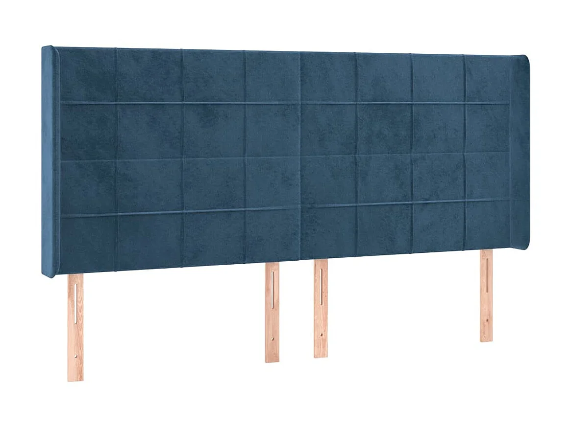 Tête de lit avec oreilles Bleu foncé 203x16x118/128 cm Velours