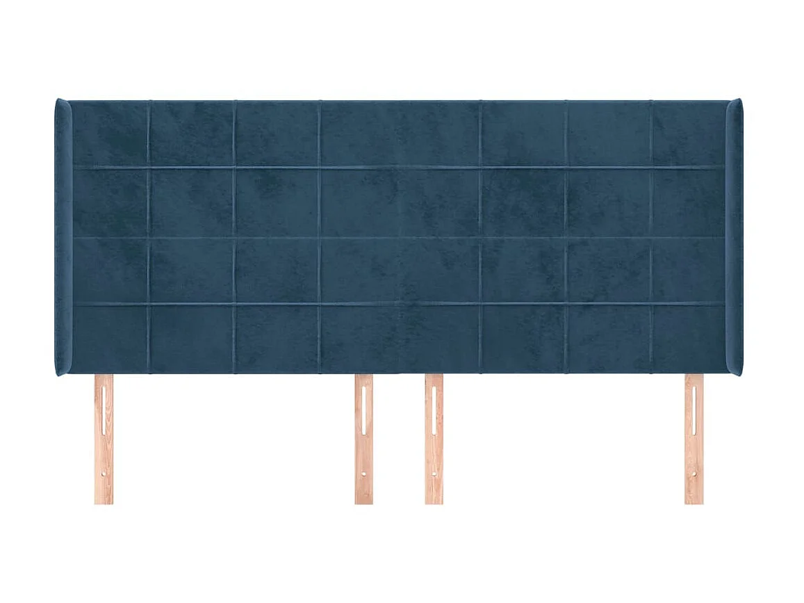 Tête de lit avec oreilles Bleu foncé 203x16x118/128 cm Velours