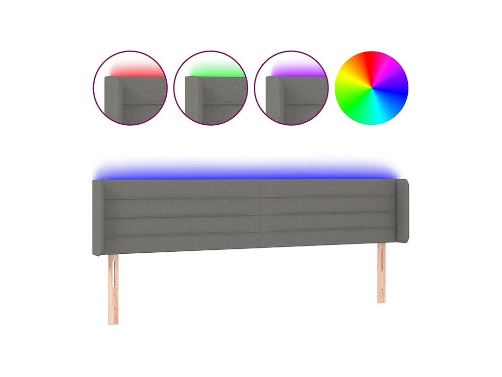 Testiera LED Grigio scuro 163x16x78/88 cm Tessuto