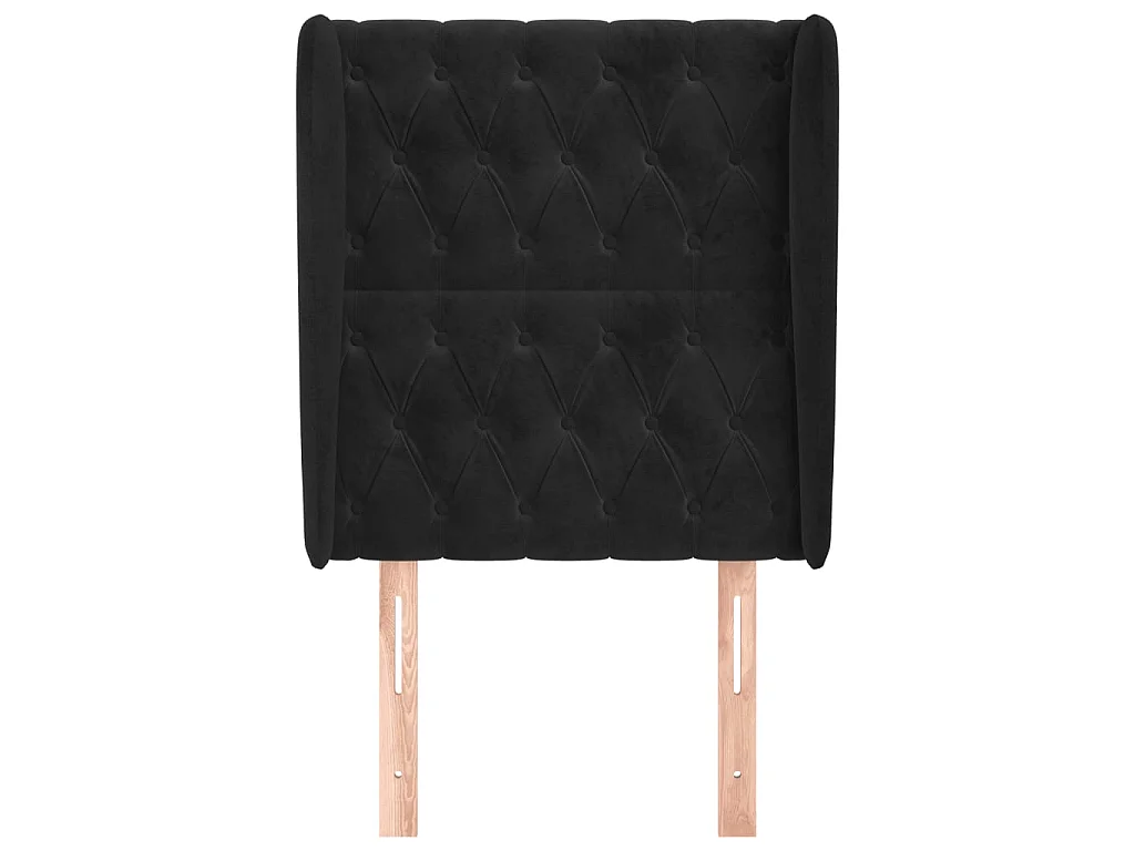 Tête de lit avec oreilles Noir 83x23x118/128 cm Velours