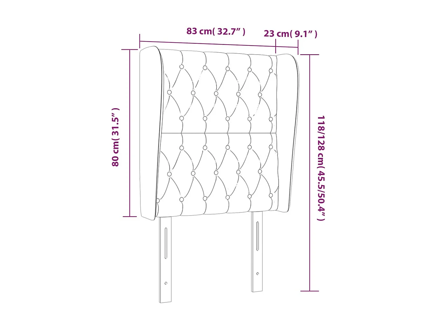 Tête de lit avec oreilles Noir 83x23x118/128 cm Velours