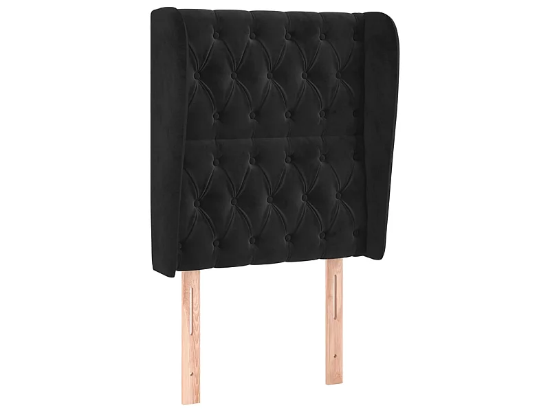 Testiera con orecchie Nero 83x23x118/128 cm Velluto