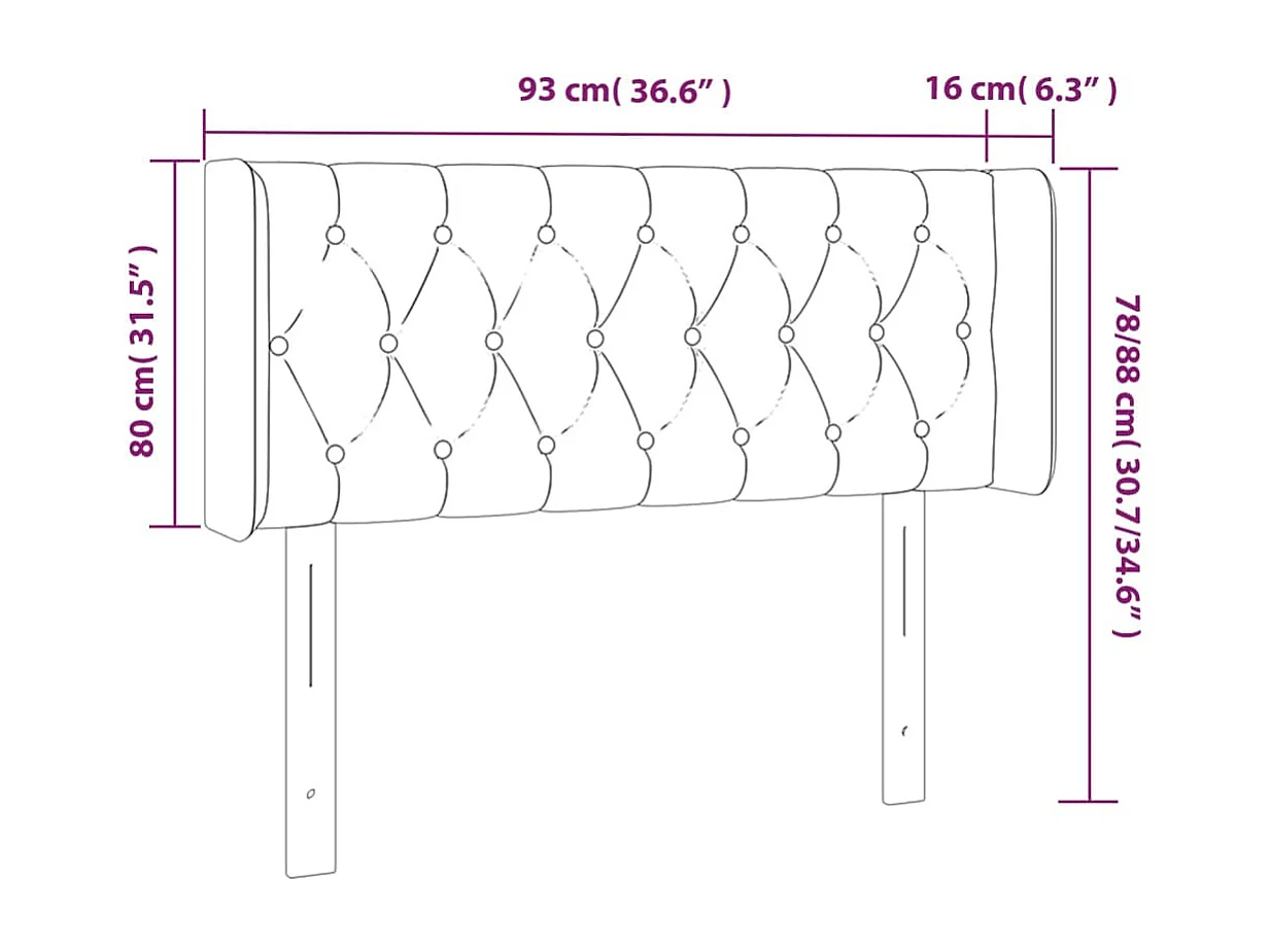Tête de lit avec oreilles Crème 93x16x78/88 cm Tissu
