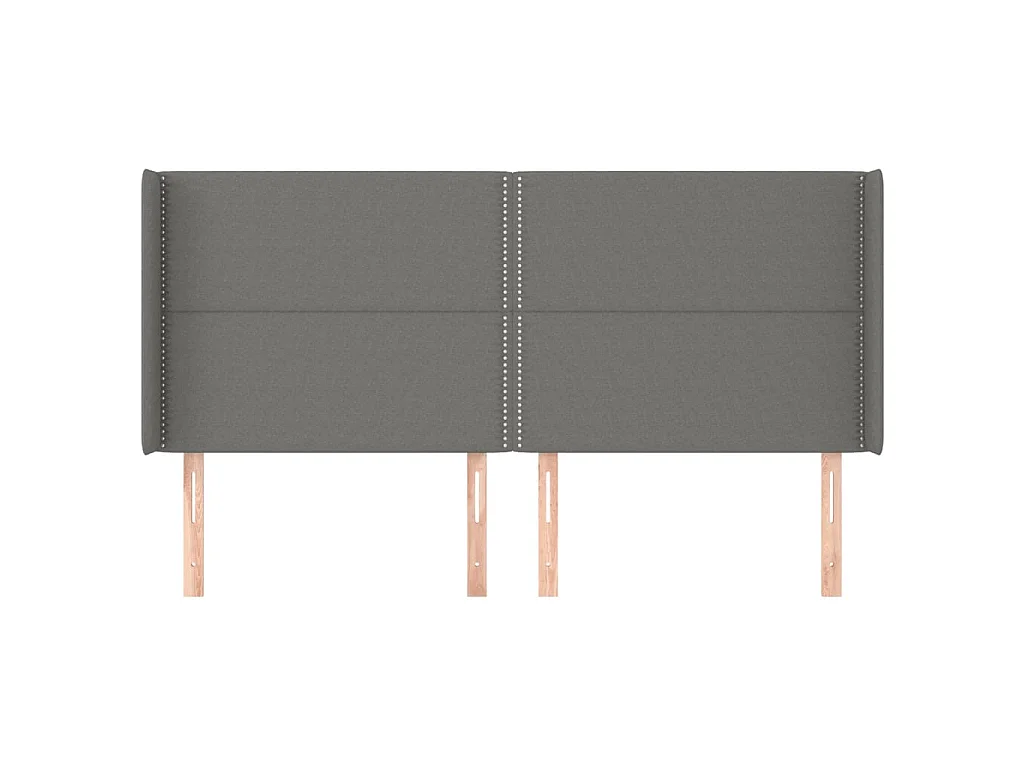 Tête de lit avec oreilles Gris foncé 203x16x118/128 cm Tissu