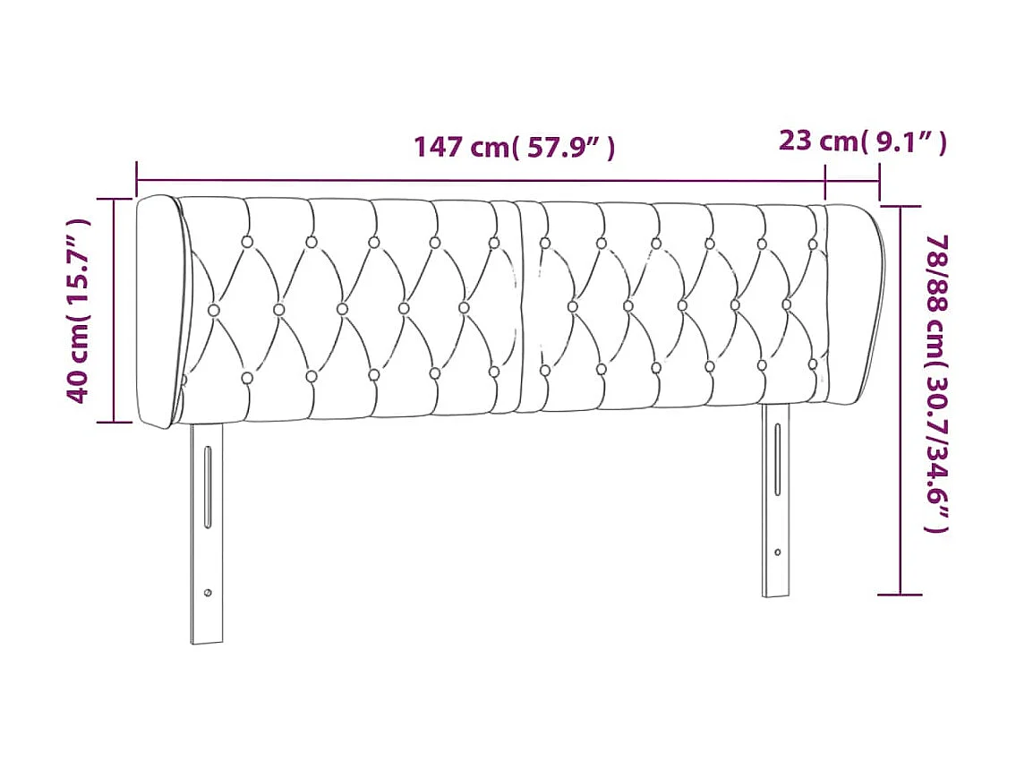 Tête de lit avec oreilles Gris foncé 147x23x78/88 cm Tissu