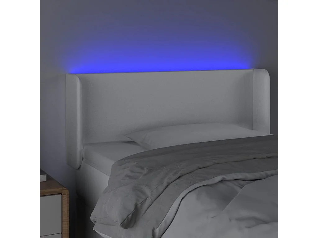 Testiera LED Bianca 103x16x78/88 cm Ecopelle