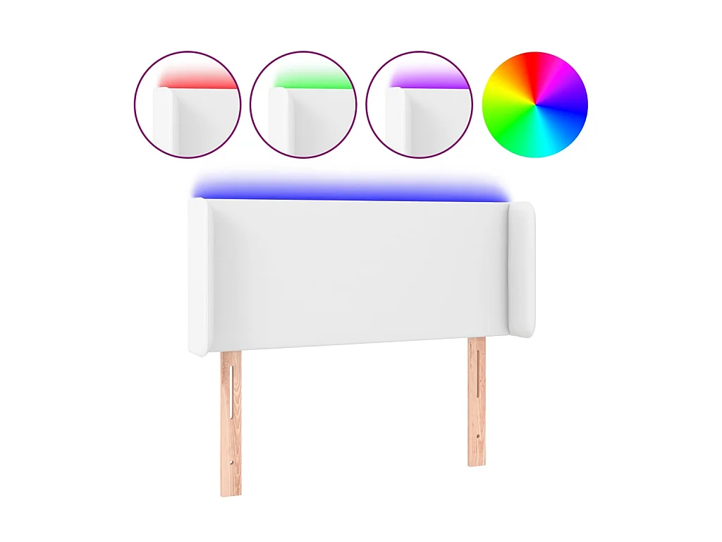 LED-Kopfteil Weiß 103x16x78/88 cm Kunstleder