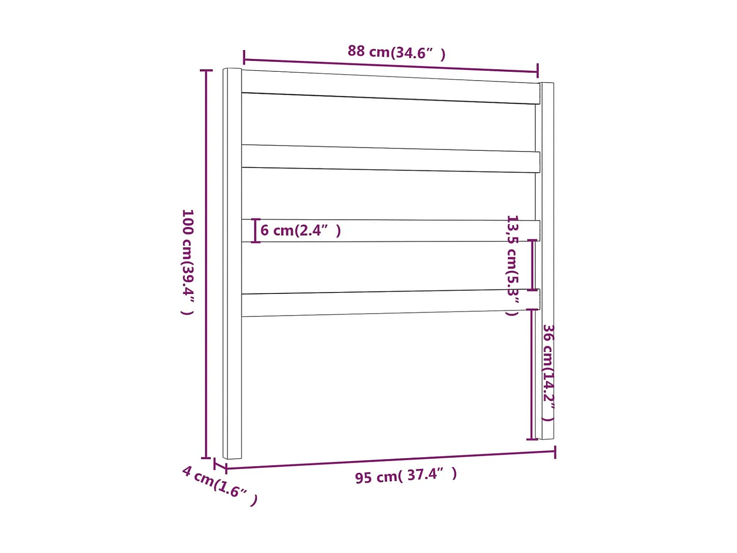 Tête de lit 95x4x100 cm Bois massif de pin