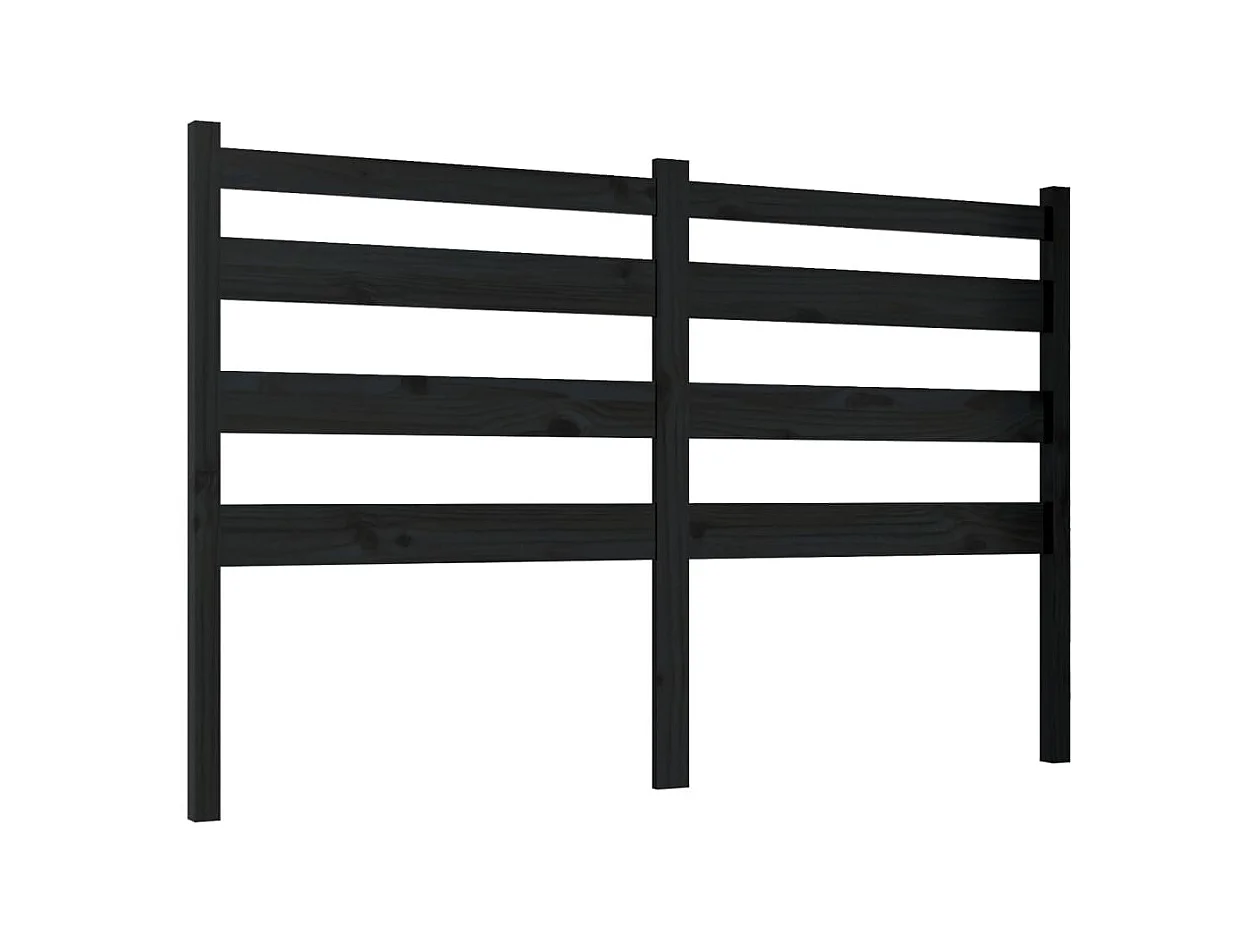 Tête de lit Noir 206x4x100 cm Bois massif de pin