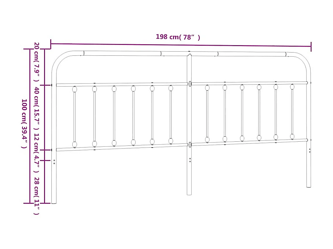 Tête de lit métal blanc 193 cm