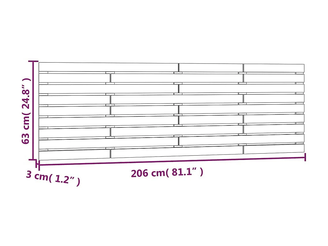 Cabecero de pared Blanco 206x3x63 cm Madera maciza de pino