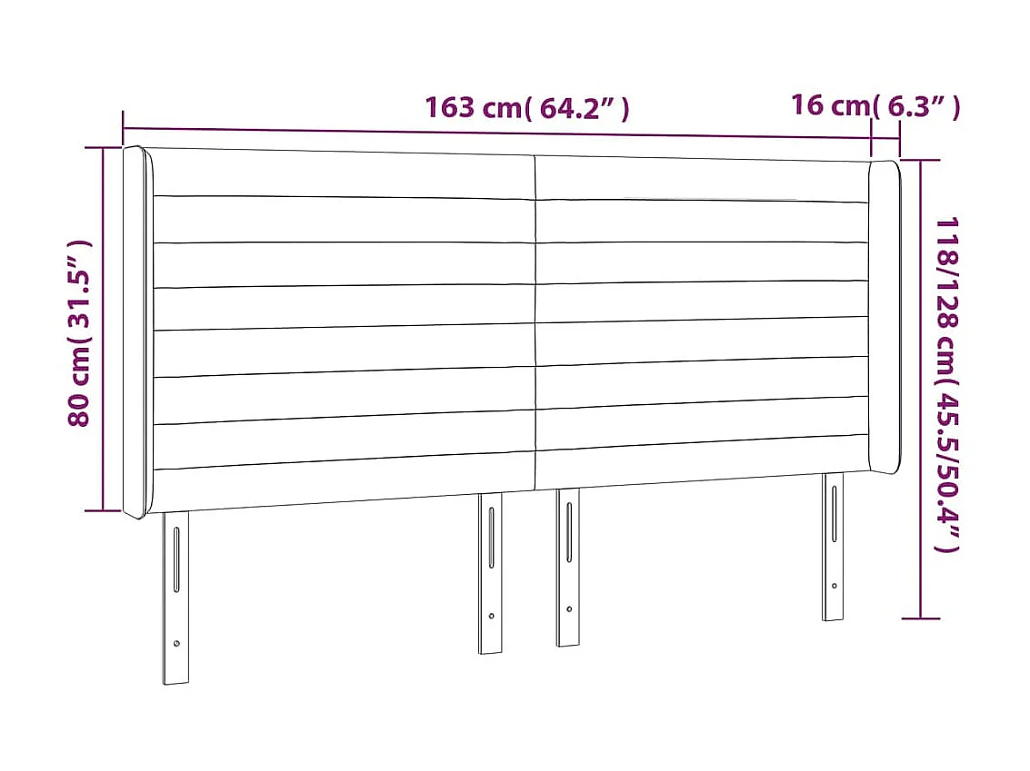 Tête de lit avec oreilles Bleu 163x16x118/128 cm Tissu
