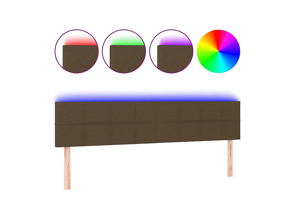 Tête de lit à LED Marron Foncé 180x5x78/88 cm Tissu