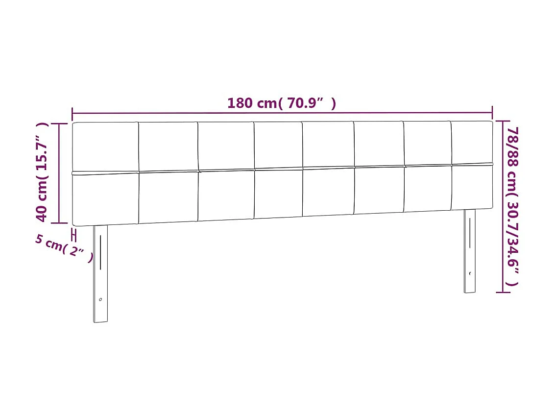 LED-Kopfteil Dunkelbraun 180x5x78/88 cm Stoff