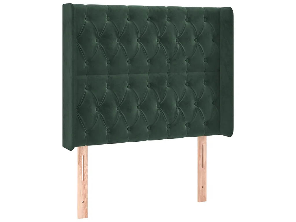 Tête de lit avec oreilles Vert foncé 93x16x118/128 cm Velours